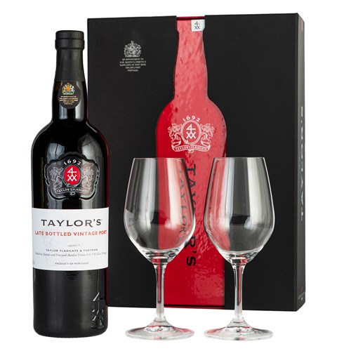 Taylors Late Bottled Vintage Port 2016 & Glasses Gift Box - Delivered to Your Door